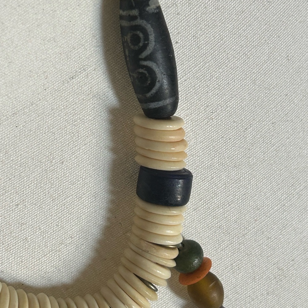 Vintage Antique Multicolor African Trade Beads Silver Animal Charms Necklace - Picture 3 of 6
